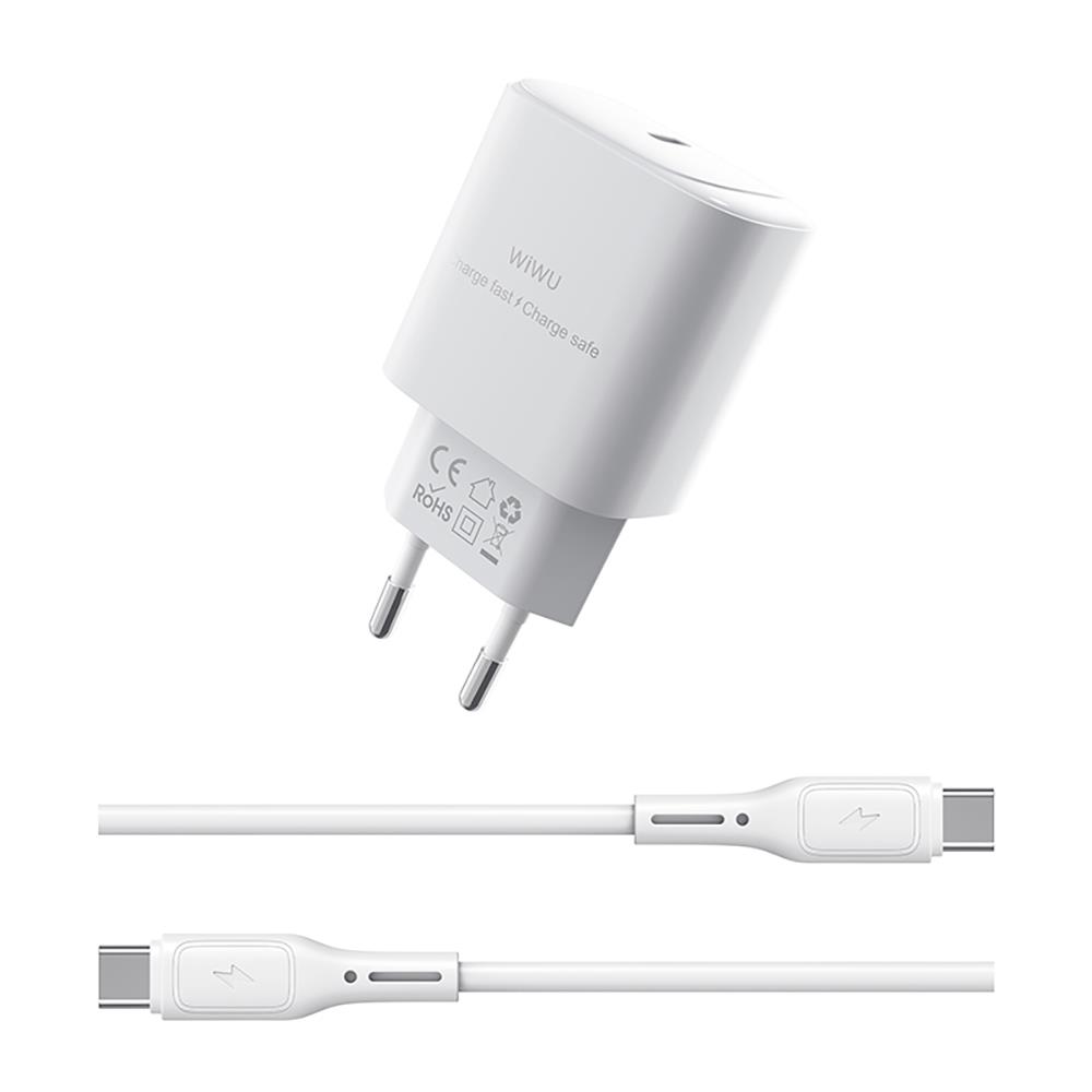 Wiwu Wi-G008 Essen Serisi GaN Tech PD Hızlı Şarj Başlığı Type-C to Type-C PD 30W Kablolu Şarj Seti