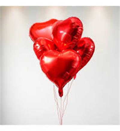 5 adet Kırmızı Kalpli Helyum Balon 18''/45 cm