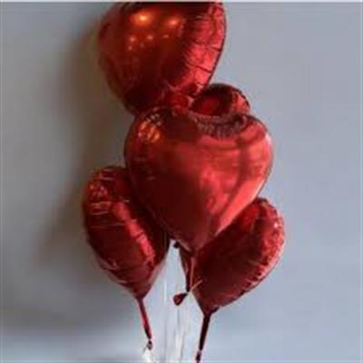 5 adet Kırmızı Kalpli Helyum Balon 24''/60 cm