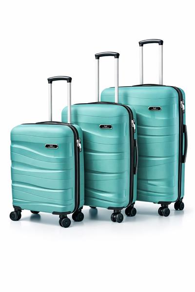 Basarideri Dalgalı Silikon 3'lü Valiz Set Mint Yeşili