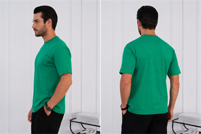 Bisiklet Yaka Yeşil Regular Fit %100 Pamuklu Erkek Tişört 