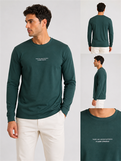 Yeşil Erkek Yarım Fermuarlı Polo Yaka Şardonlu Oysho Sweatshirt