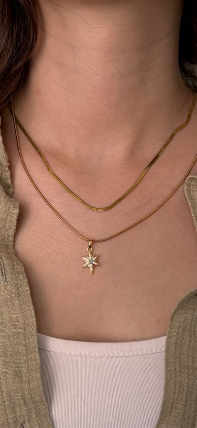 Luna star çelik kolye