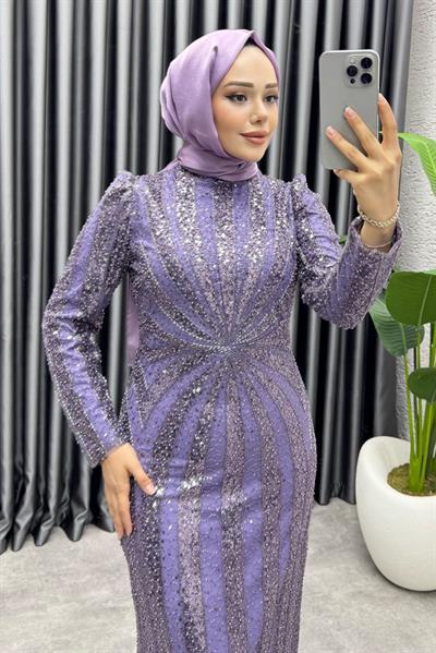 Afitap Tasarım Kalem Abiye 8038 Lila