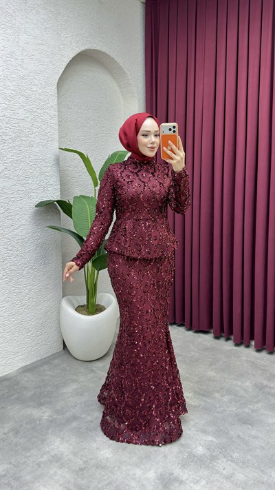 Afrodit Balık Abiye 1022 Bordo