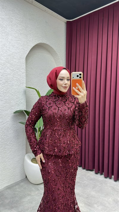 Afrodit Balık Abiye 1022 Bordo