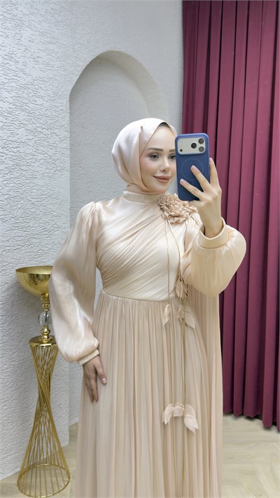 Alara Omuz Detaylı Abiye 1027 Vizon