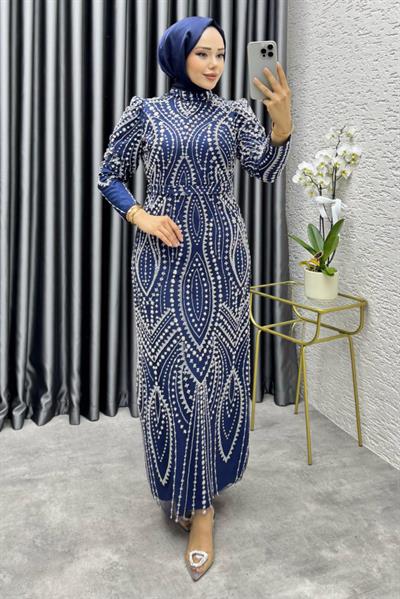 Ayliz Tasarım Kalem Abiye 6650 Lacivert & Gümüş