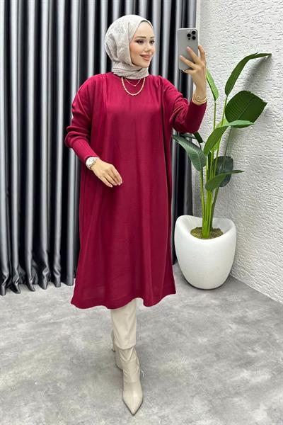 Basic Salaş Triko Tunik 2096 Bordo