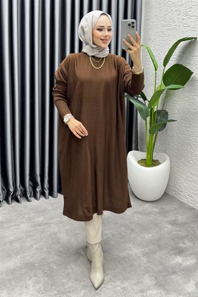Basic Salaş Triko Tunik 2096 Kahverengi
