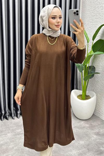Basic Salaş Triko Tunik 2096 Kahverengi