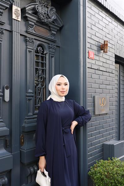 Betül İkili Abaya Elbise Takım 24686 Lacivert