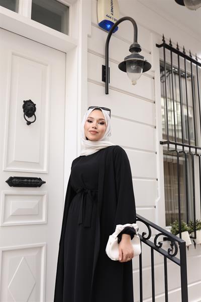 Betül İkili Abaya Elbise Takım 24686 Siyah