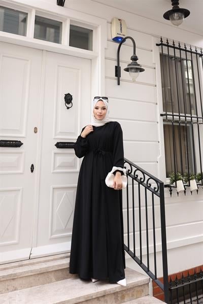Betül İkili Abaya Elbise Takım 24686 Siyah
