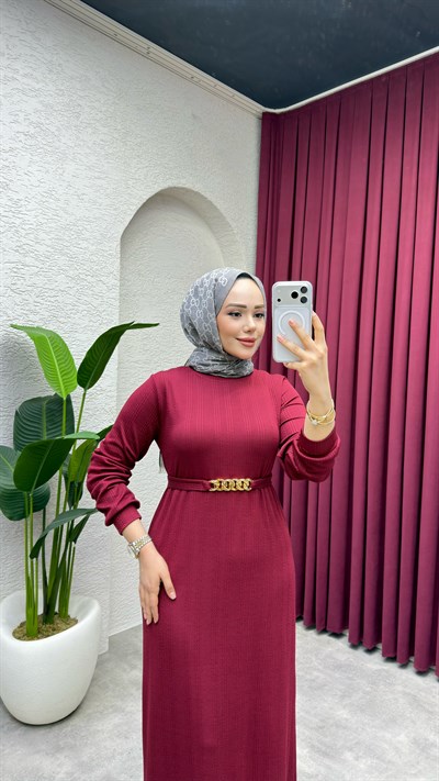 Beyza Elbise 3427 Bordo