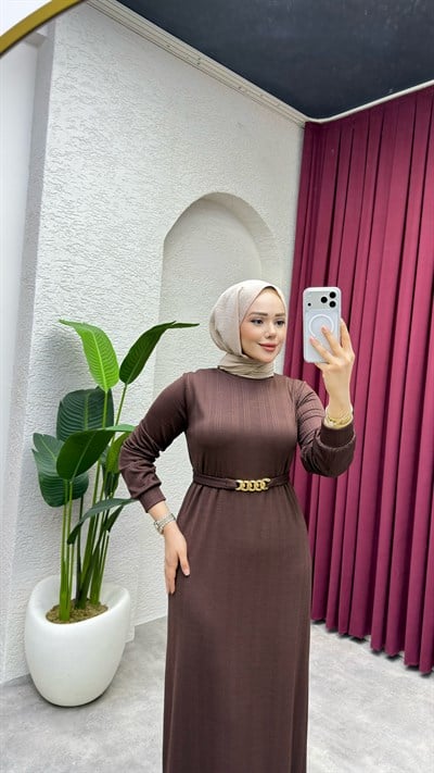 Beyza Elbise 3427 Kahverengi