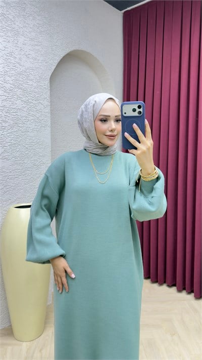 Buse Elbise 3048 Mint Yeşil