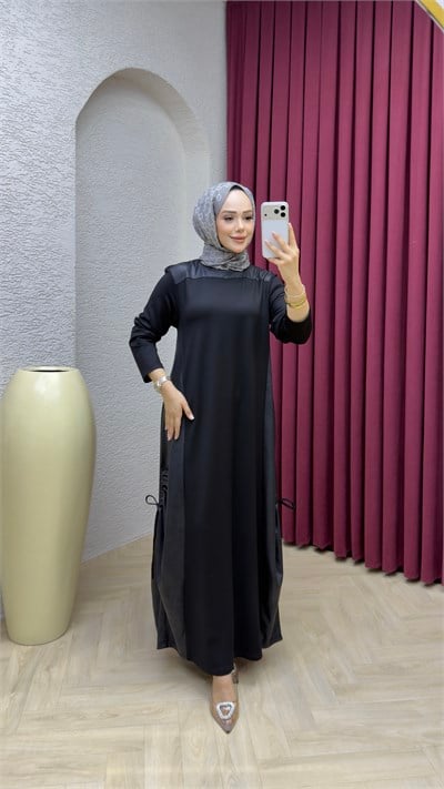 Deri Lak Elbise 1006 Siyah