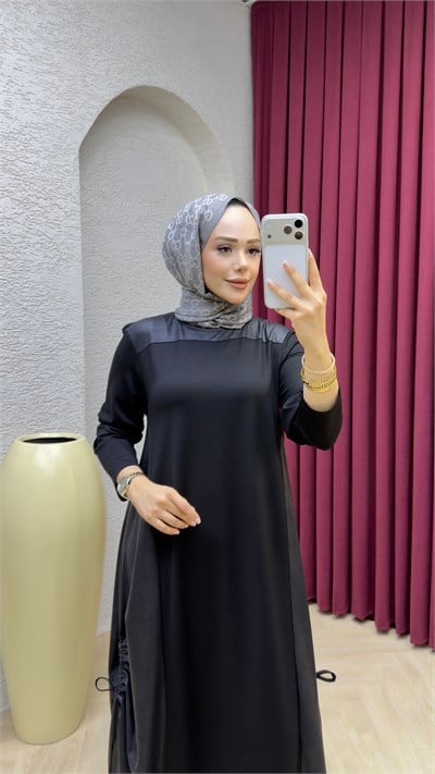 Deri Lak Elbise 1006 Siyah