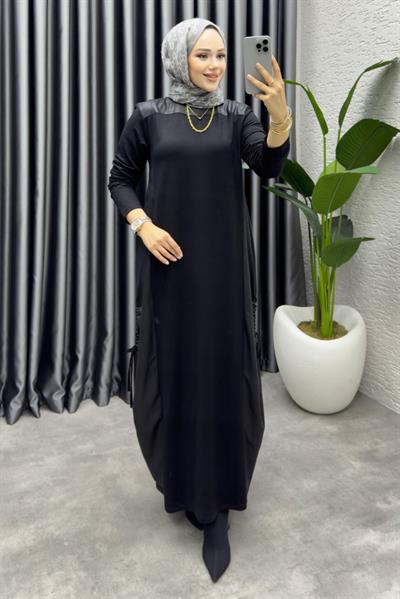 Deri Lak Elbise 1006 Siyah