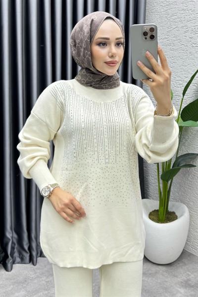 Elissa Taşlı Triko Takım 1109 Taş