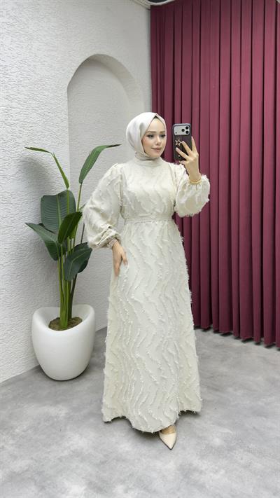 Eliza Püsküllü Elbise 6227 Taş