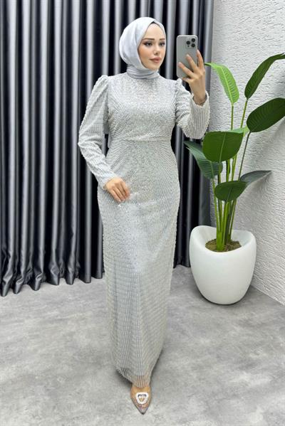 Feray Tasarım Kalem Abiye 8037 Gümüş