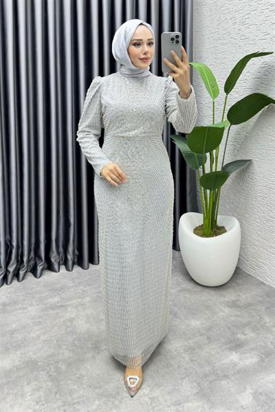 Feray Tasarım Kalem Abiye 8037 Gümüş
