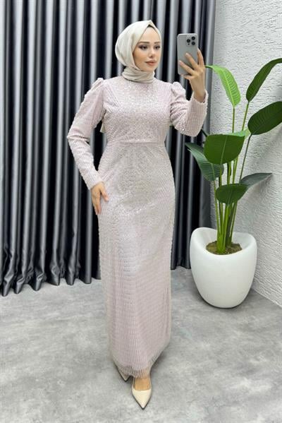 Feray Tasarım Kalem Abiye 8037 Pudra