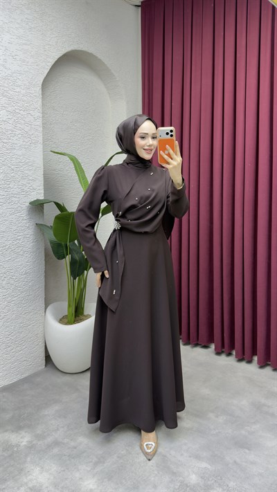 Feyza Elbise 6428 Kahverengi