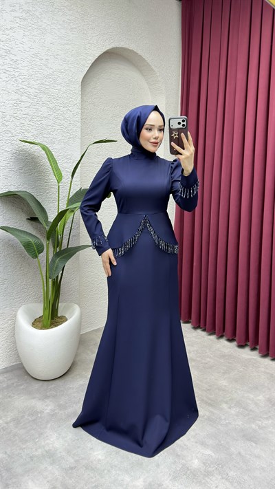 Fiona Balık Detay Elbise 8059 Lacivert