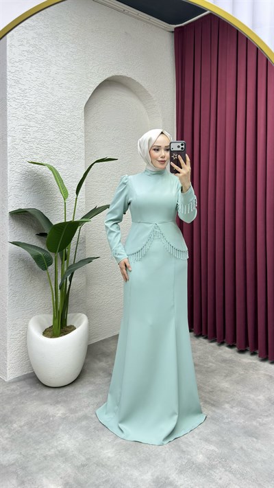 Fiona Balık Detay Elbise 8059 Mint