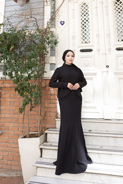 Fiona Balık Detay Elbise 8059 Siyah
