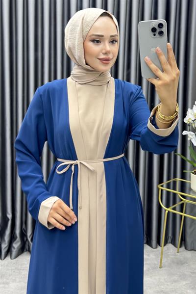 Garni Detaylı İkili Abaya Takım 6220 İndigo