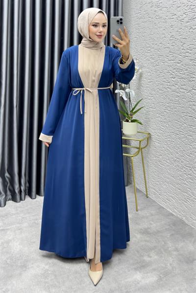 Garni Detaylı İkili Abaya Takım 6220 İndigo