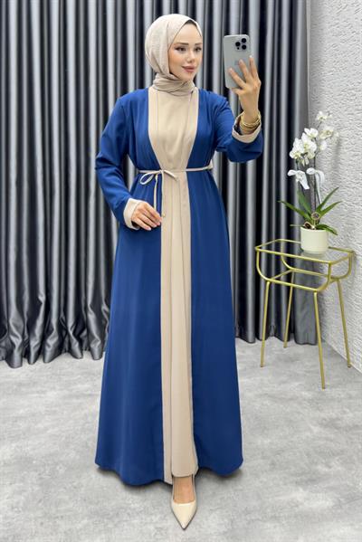 Garni Detaylı İkili Abaya Takım 6220 İndigo