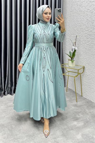 Gökçe Taş İşlemeli Abiye 6636 Mint