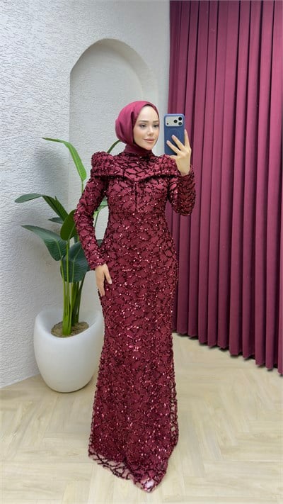 Hanzade Tasarım Abiye 1038 Bordo