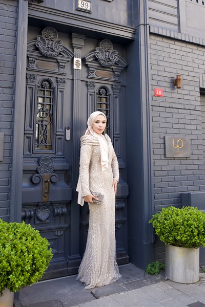 Helen Yaka Detaylı Abiye 8087 Taş