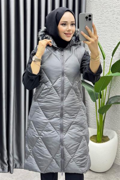 İkon Kapitone Şişme Yelek 4401 Gri
