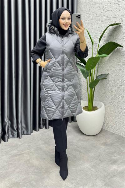 İkon Kapitone Şişme Yelek 4401 Gri