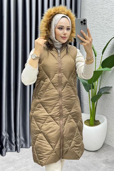 İkon Kapitone Şişme Yelek 4401 Kahverengi