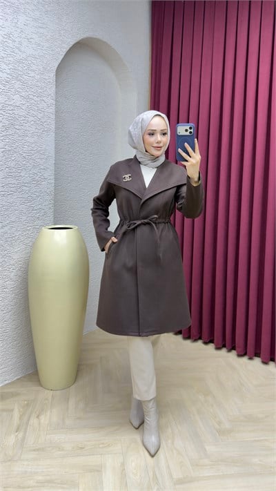 Kruvaze Kaşe Kaban 1008 Kahverengi