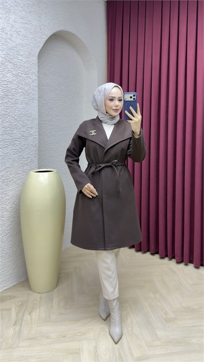 Kruvaze Kaşe Kaban 1008 Kahverengi