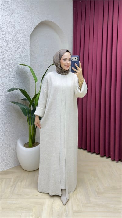 Lale Triko Abaya Takım 7022 Taş