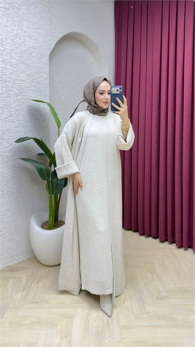 Lale Triko Abaya Takım 7022 Taş