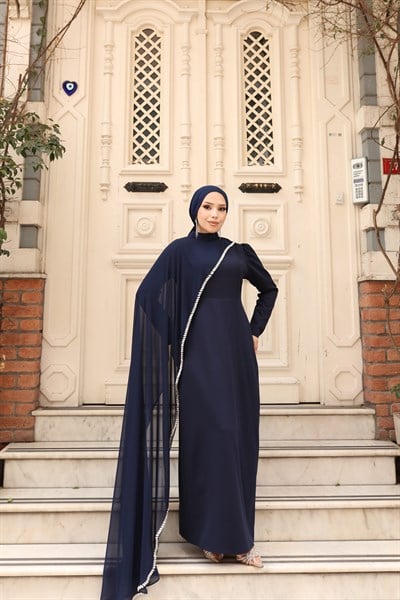 Lidya Pelerinli Abiye 8055 Lacivert