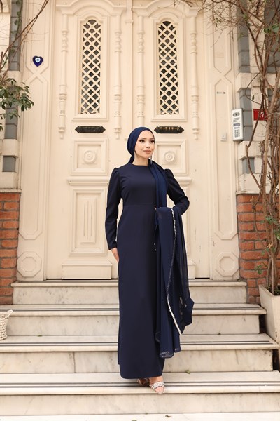 Lidya Pelerinli Abiye 8055 Lacivert