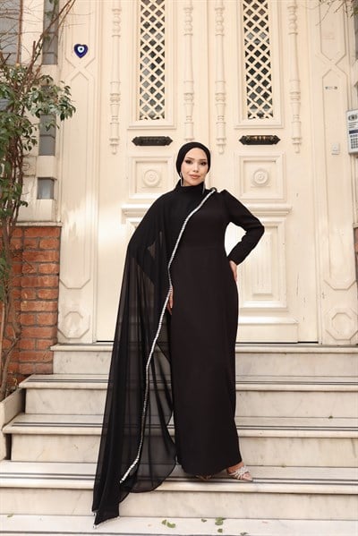 Lidya Pelerinli Abiye 8055 Siyah