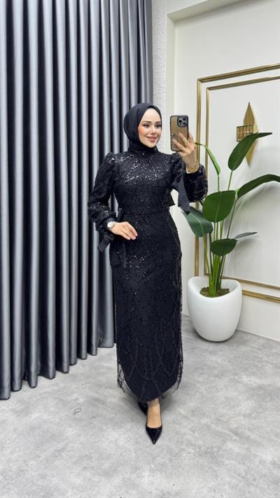 Manşeti Bağlamalı Kalem Abiye 6618 Siyah